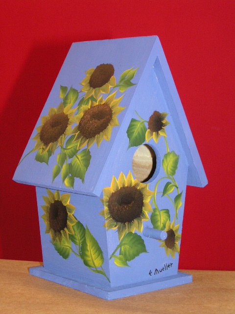 One Stroke Sunflower Birdhouse